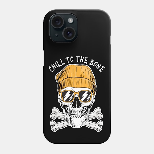 CHILL TO THE BONE SKULL - CHILLING, RELAXING, SKATE - DARK COLORS Phone Case by PorcupineTees