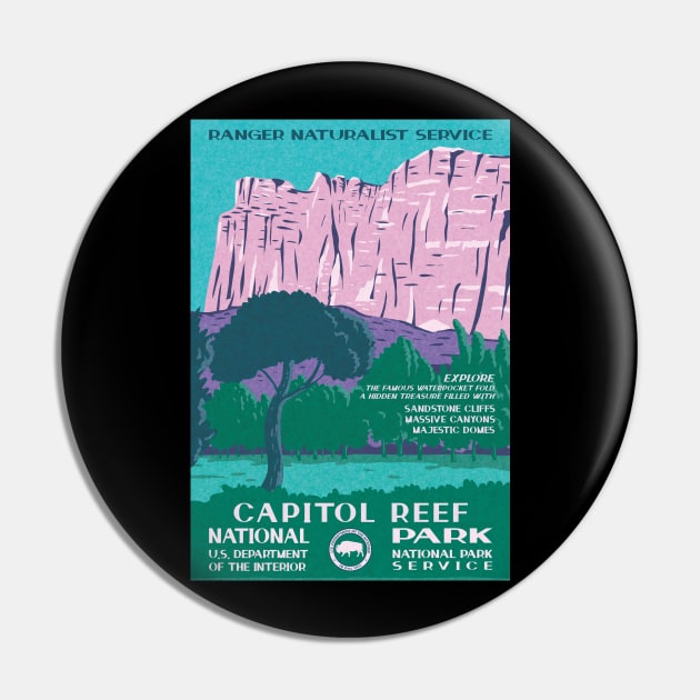 Capitol Reef National Park Vintage WPA Poster Pin by JordanHolmes