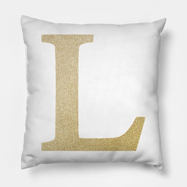 The Letter L Gold Metallic Design Pillow by Claireandrewss