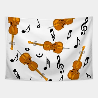 Cello Black Music Notes Tapestry