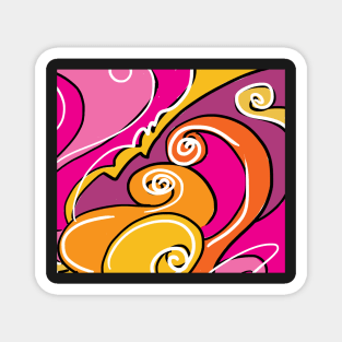 Colourful swirls in orange and pinks Magnet