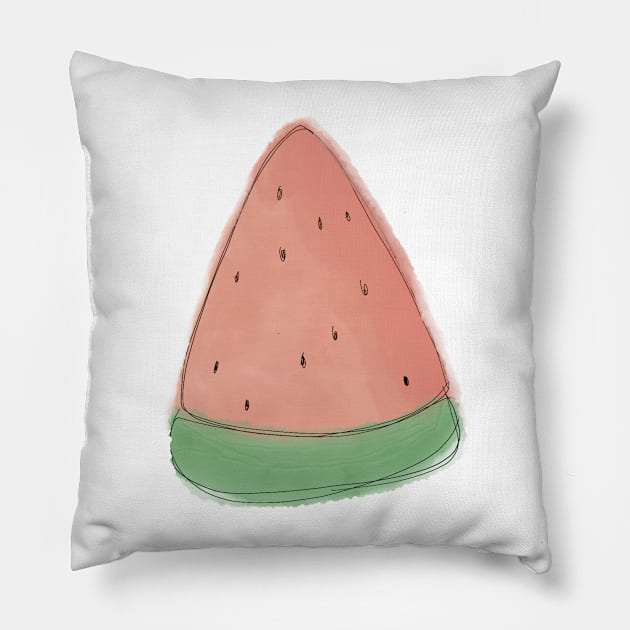 lil watercolor watermelon Pillow by goblinbabe