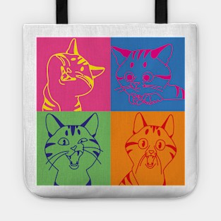 drawing of colorful cats Tote