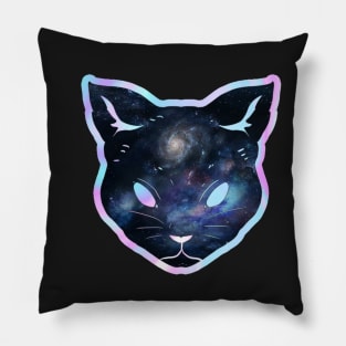 Prismatic iridescent milky way space cat Pillow