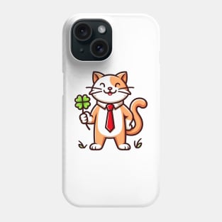 Cat Holding Shamrock for St Patricks Day Phone Case