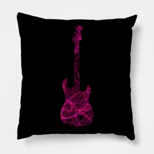 Pink on Purple Flame Guitar Silhouette Pillow