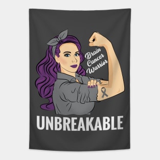 Brain Cancer Awareness Products Warrior Unbreakable Tapestry