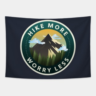 Hike More Worry Less Nature Logo Tapestry