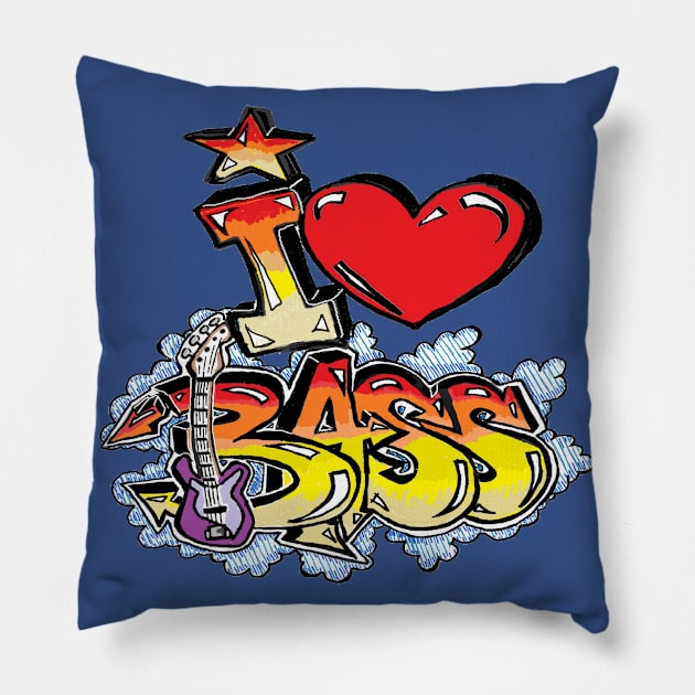 i heart bass 1 Pillow by LowEndGraphics