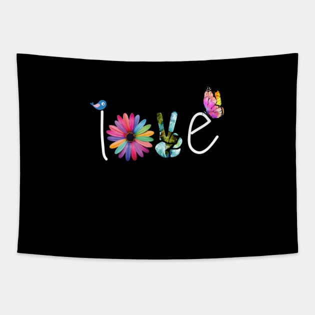 Love Hippie Flower Tapestry by Raul Caldwell