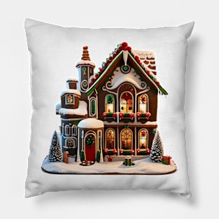 Christmas Gingerbread House for Winter Holiday Season Pillow