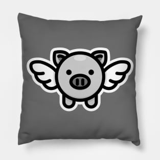 When Pigs Fly: Grey Pillow