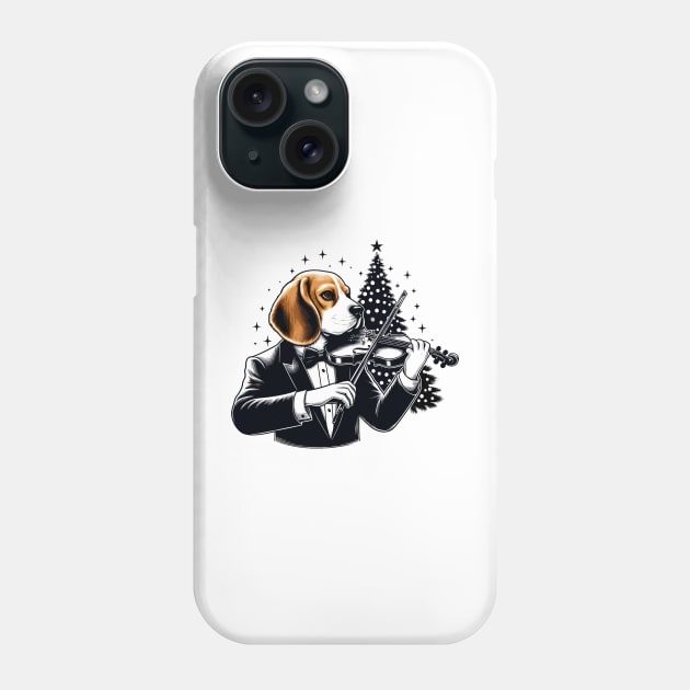 Beagle Playing Violin Christmas Phone Case by Graceful Designs