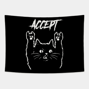 accept metal cat Tapestry