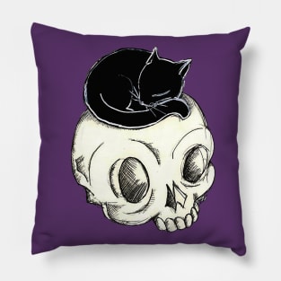 Skull and Kitty Pillow