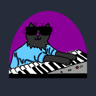 Cool Cat Wearing Sunglasses Makes Music T-Shirt