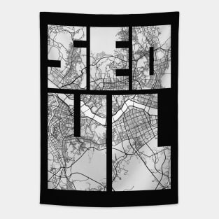 Seoul, South Korea City Map Typography - Light Tapestry