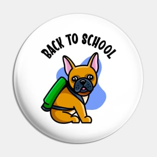 Cute Bulldog Back To School  Kids 1st Grade Dog Pin