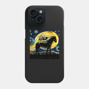 Van Gogh Style Horse in a Starry Night - Striking and Beautiful Phone Case