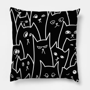 Cartoon Qute Cat Doodle / Cats illustration / Cat line art Pillow