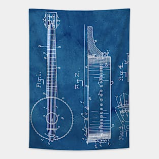 Blueprint Banjo Patent Tapestry