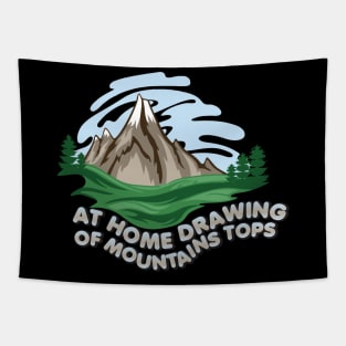 At Home Drawing Of Mountains Tops Tapestry