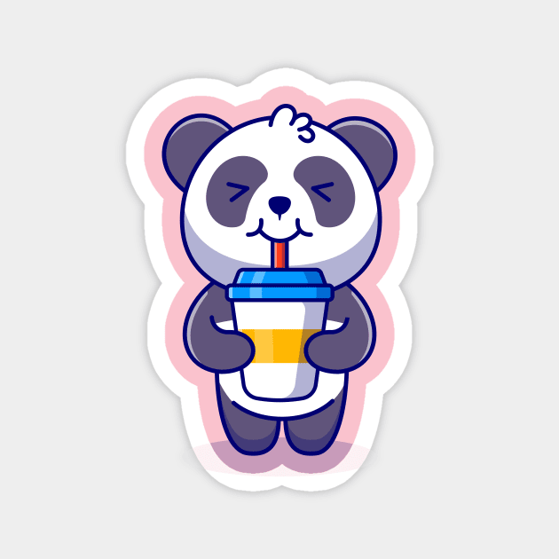 Cute Panda Drink Coffee Cartoon Magnet by Catalyst Labs