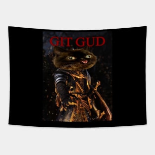 Dark Souls Meme Shirt With Cat To Make You Laugh To Git Gud Meme with Funny Cat For Him or Her To Laugh About Memes With Cute Cat Emoji Tapestry