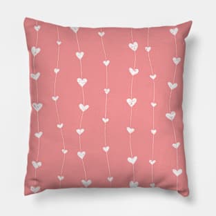 Pretty Little White Hearts and Threads on Pink - Valentine's Day Pillow