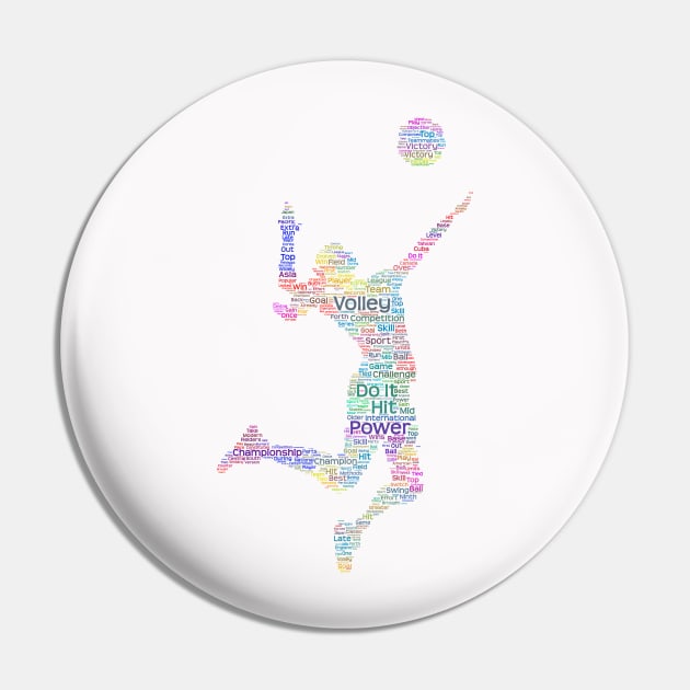 Volley Ball Player Silhouette Shape Text Word Cloud Pin by Cubebox