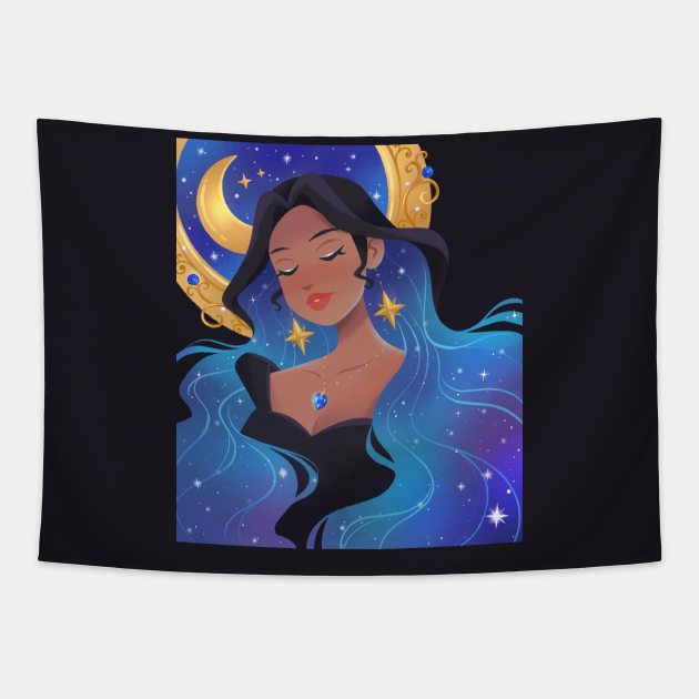 Galaxy Hair Girl Tapestry by AliWing