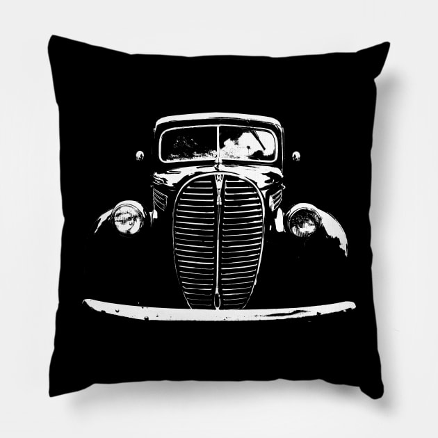 Ford 81C 1930s classic barrel grille pickup truck monoblock white Pillow by soitwouldseem