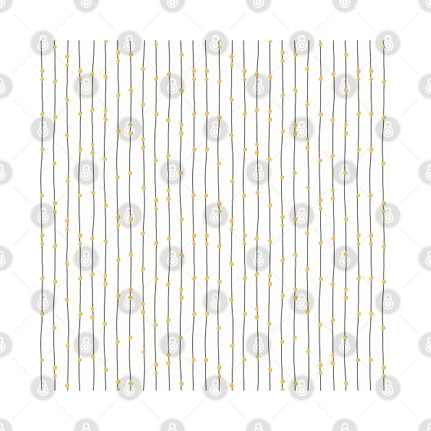 Metallic Golden Dots On Black Stripes by Sandra Hutter Designs