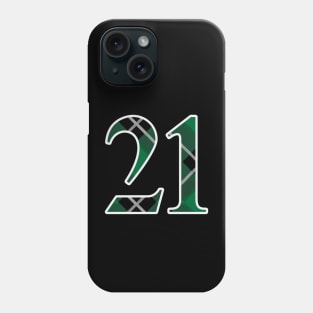 21 Sports Jersey Number Green Black Flannel Phone Case