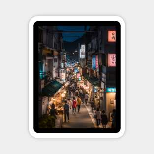 Enchanting Streets in Seoul South Korea at Night Magnet