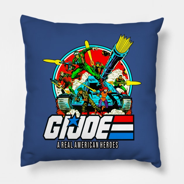 Real American Heroes - Gi Joe Pillow by Niko Neon