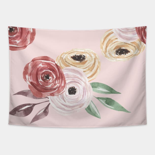 Floral Vintage Watercolor Tapestry by Alexandra