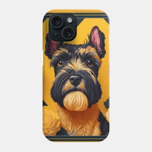 Miniature schnauzer, dog. style vector (yellow version miniature schnauzer) Phone Case