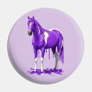 Funny Purple Pinto Dripping Wet Paint Horse Pin