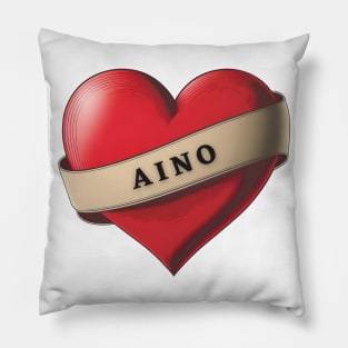 Aino - Lovely Red Heart With a Ribbon Pillow