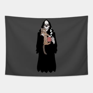 Grim Reaper, Coffee & Cat friend Tapestry