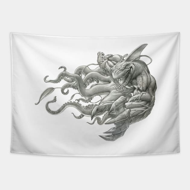 The Bibrachial Sharktopus Tapestry by gregorytitus