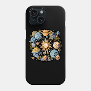 Van Gogh Style Solar System Graphic Design Phone Case