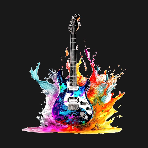 Guitar with Colorful Splash by ZombieTeesEtc