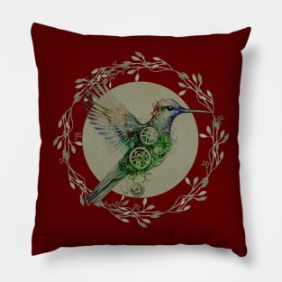 Steampunk Hummingbird Pillow