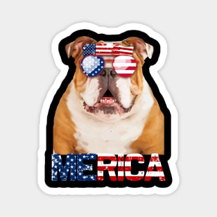 Merica Bulldog Dog American Flag 4Th Of July Magnet