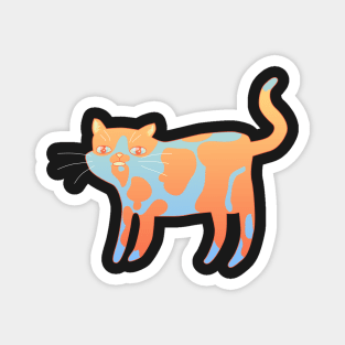 Confused Orange and Blue Cat Magnet