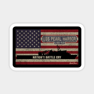 Pearl Harbor LSD 52 Landing Ship Dock Vintage USA  American Flag Gift Magnet