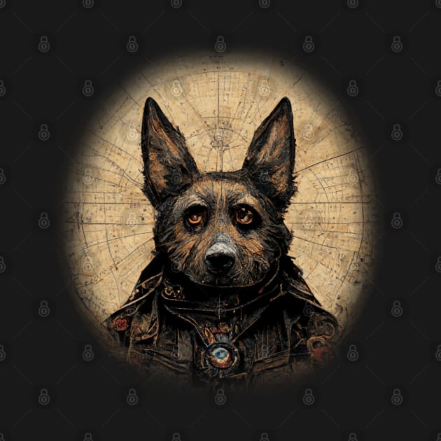 German Sheperd Surreal Steampunk Artwork, Dog Lover by maxdax