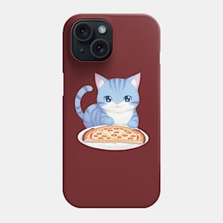 Cute Cat Holding a Pizza Phone Case